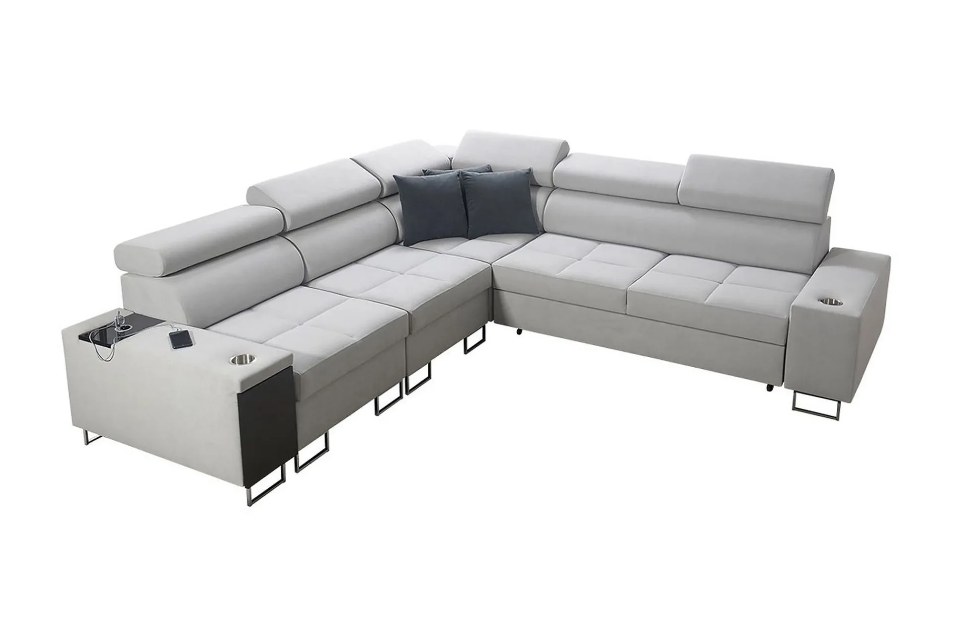 Velour Sofa & Fløyel Sofa-Morenia 4-seters Hjørnesovesofa Venstre Nour Sammet 15 + Nour Sammet 12