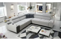 Velour Sofa & Fløyel Sofa-Morenia 4-seters Hjørnesovesofa Venstre Nour Sammet 15 + Nour Sammet 12