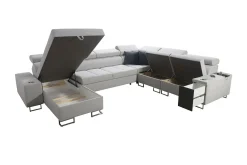 Velour Sofa & Fløyel Sofa-Morenia 4-seters Hjørnesovesofa Venstre Nour Sammet 15 + Nour Sammet 12