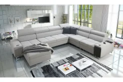 Velour Sofa & Fløyel Sofa-Morenia 4-seters Hjørnesovesofa Venstre Nour Sammet 15 + Nour Sammet 12