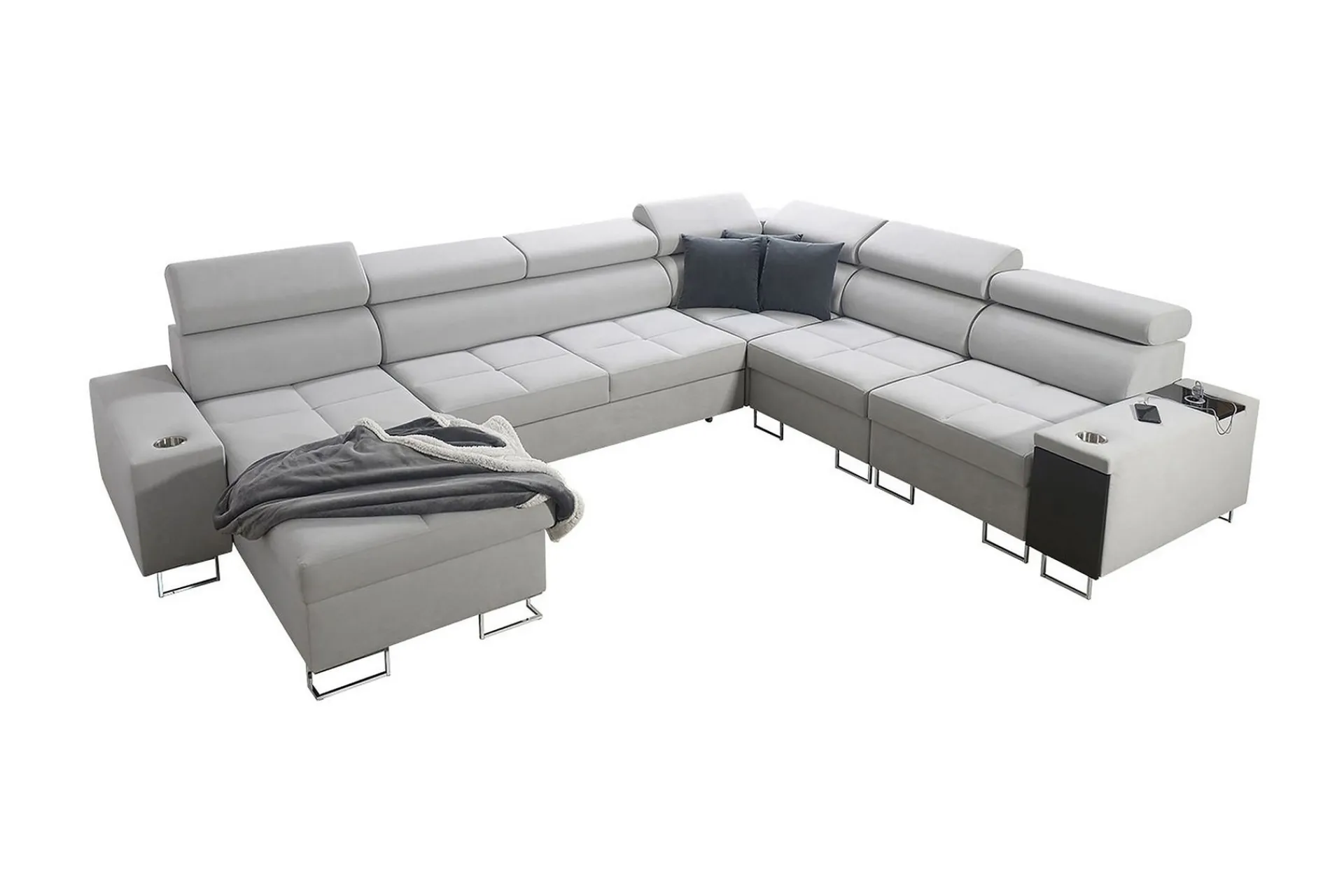 Velour Sofa & Fløyel Sofa-Morenia 4-seters Hjørnesovesofa Venstre Nour Sammet 15 + Nour Sammet 12