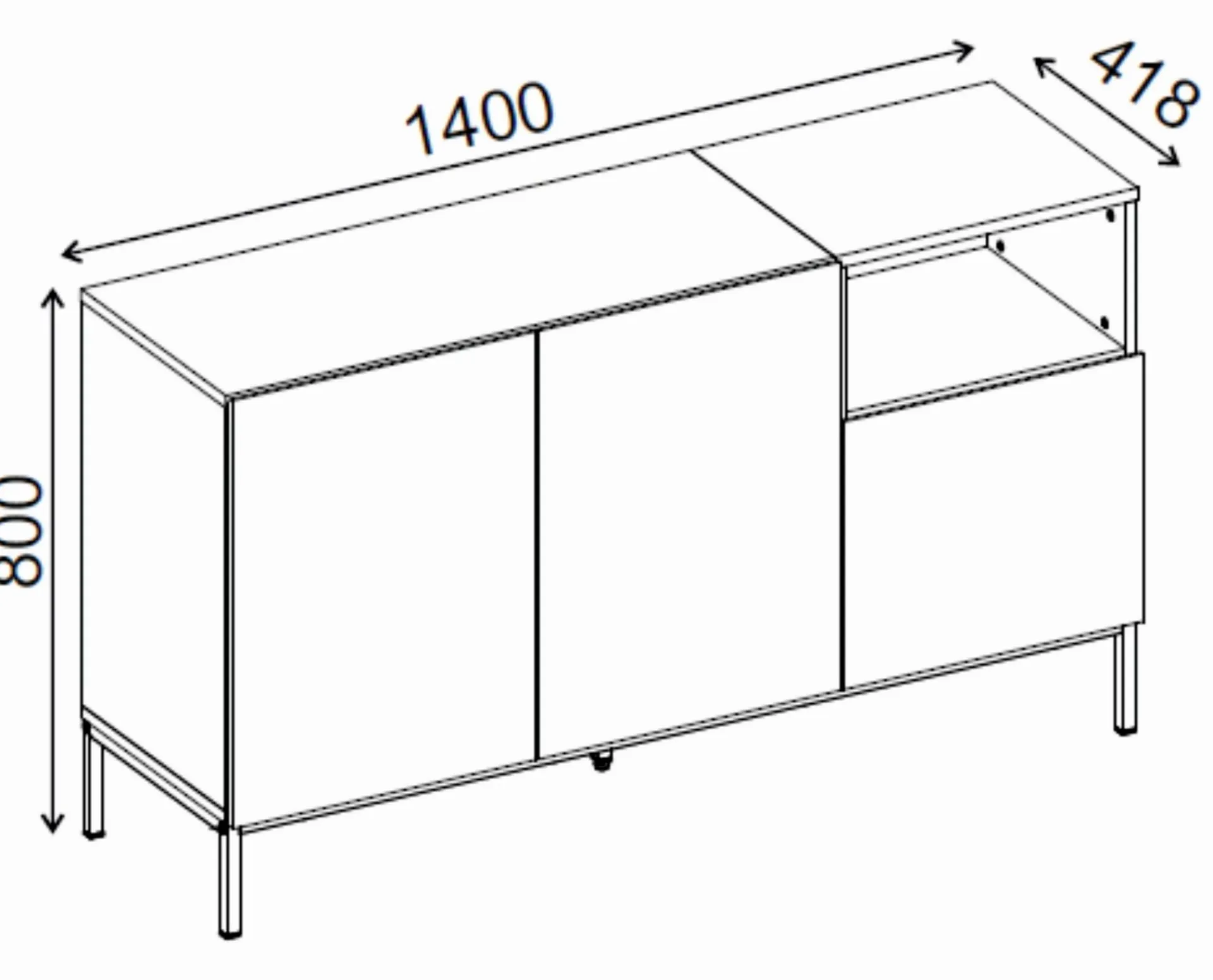 Sideboard & Skjenker-Morlen Konsoll 140x80x41,8 cm Sandstein Naturlig eik