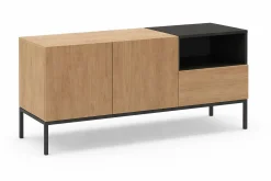 Tv-Benk & Mediabenk-Morlen TV-benk 140 cm Naturlig eik, tre-svart, svart