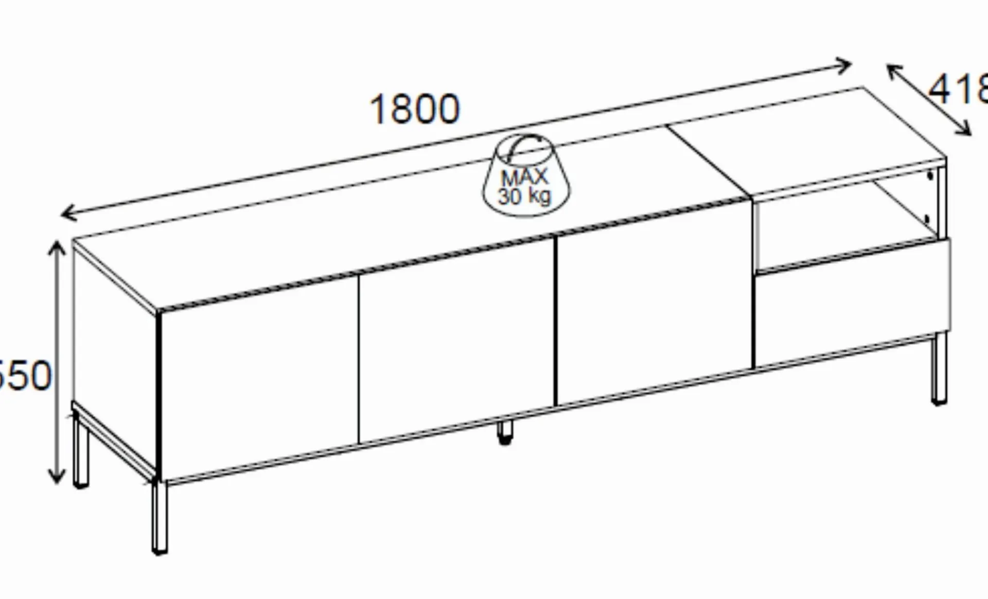 Morlen TV-benk 180x55x41,8 cm