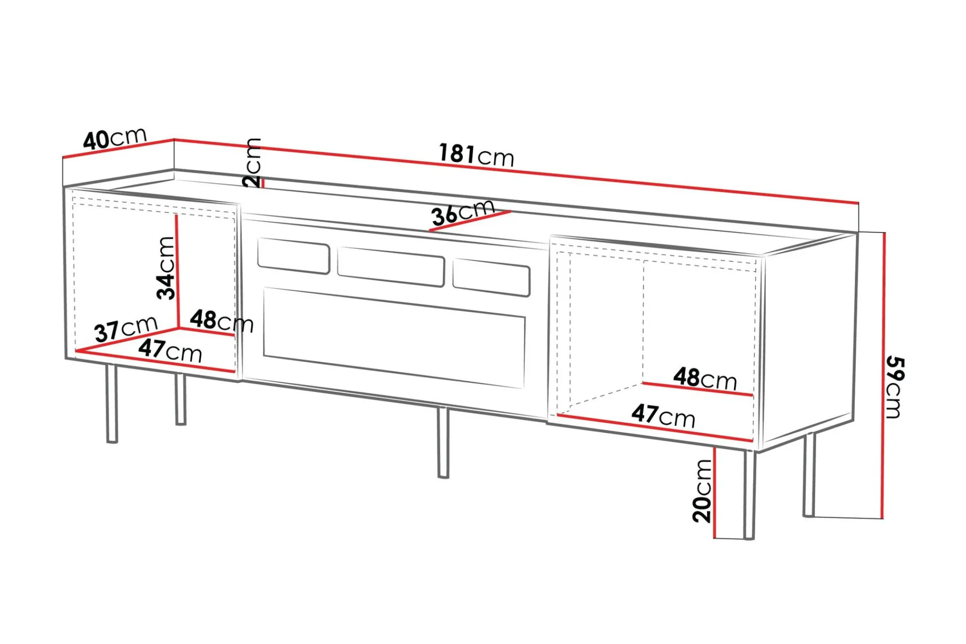 Tv-Benk & Mediabenk-Munkedal TV-benk 181 cm Hvit