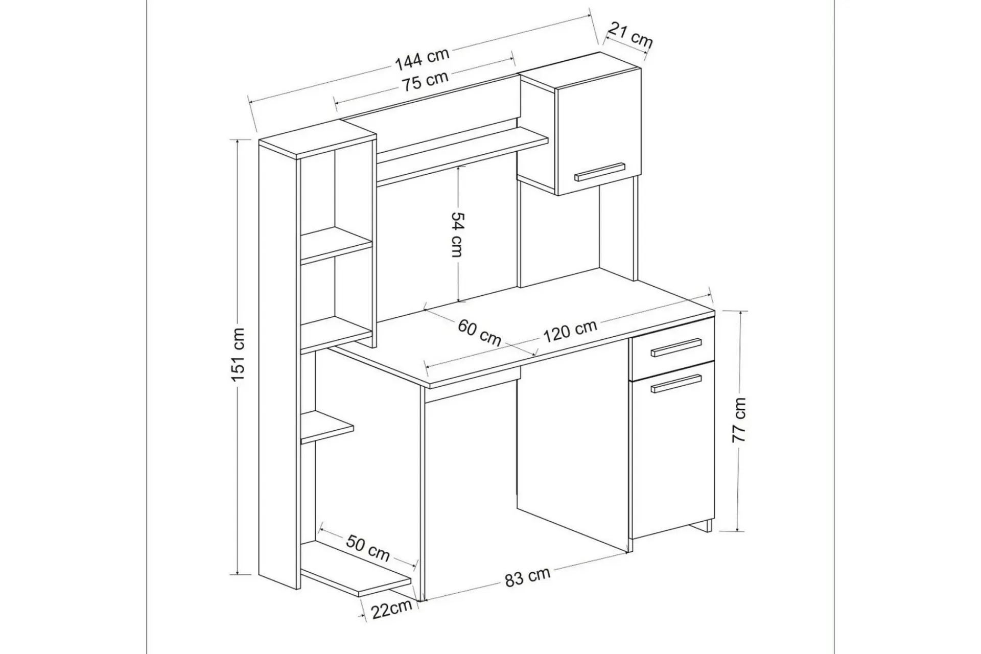 Kontorbord-Nagda Skrivebord 60x120 cm Hvit