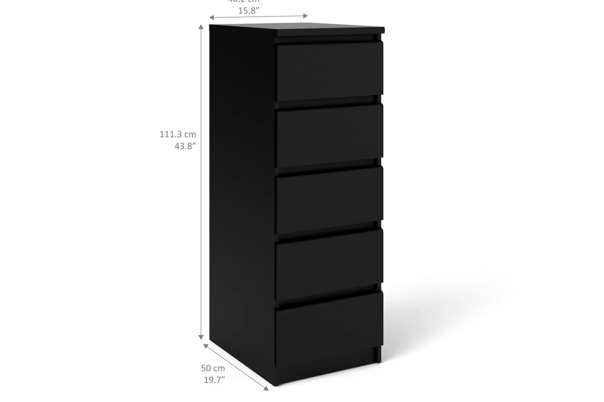 Tvilum Kommode-Naia Kommode 40 cm 5 Skuffer Svart