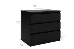 Tvilum Kommode-Naia Kommode 77 cm Stor 3 Skuffer Svart Matt