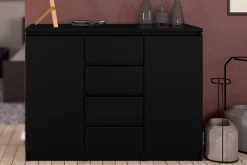 Tvilum Sideboard & Skjenker-Naia Skjenk 121 cm 2 Dører 4 Skuffer Svart Matt