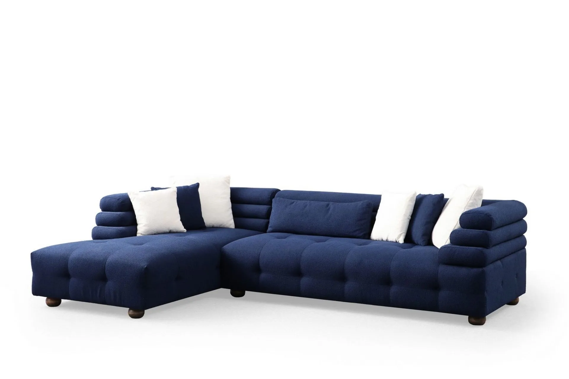 Sofa Med Sjeselong-Namarta 4-seters Sofa med Divan Mørkeblå