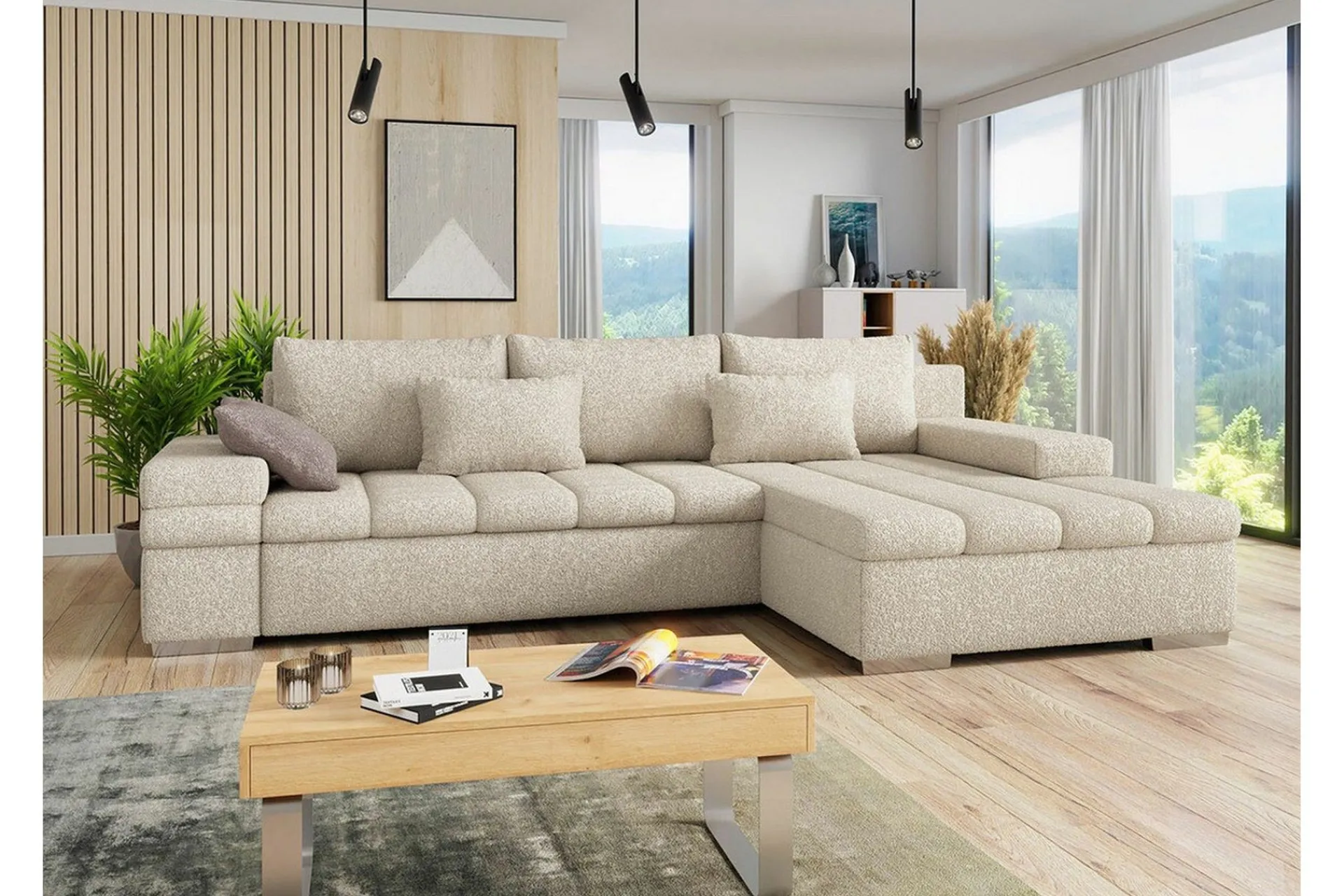 Sovesofaer-Naoma 3-sits Hörnbäddsoffa Beige