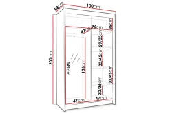 Narbonne Garderobe med Speil 100x200 cm