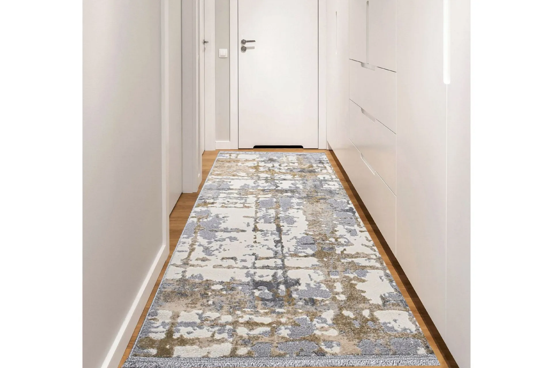 Moderne Tepper-Naveena Gangmatte 120x450 cm Rektangulær Beige,Krem,Grey