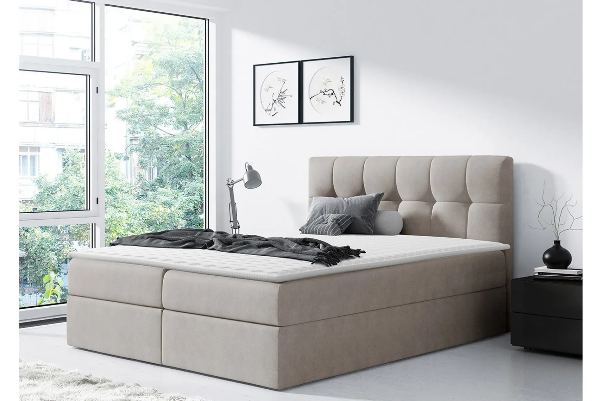 Kontinentalsenger|Seng Med Oppbevaring-Neitisuanto Sengpakke Kontinentalseng 140x200 cm Beige