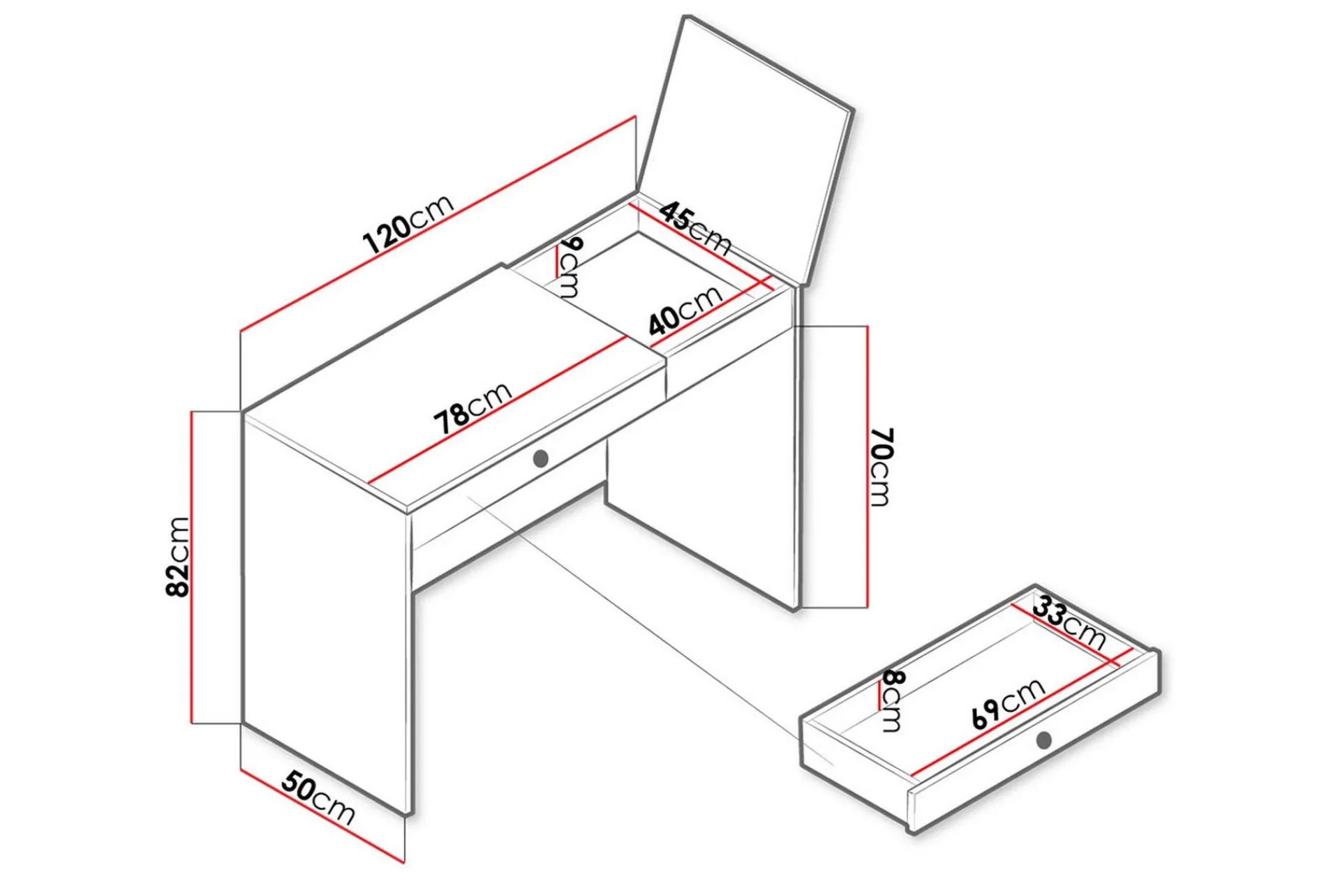 Nero Skrivebord 120 cm