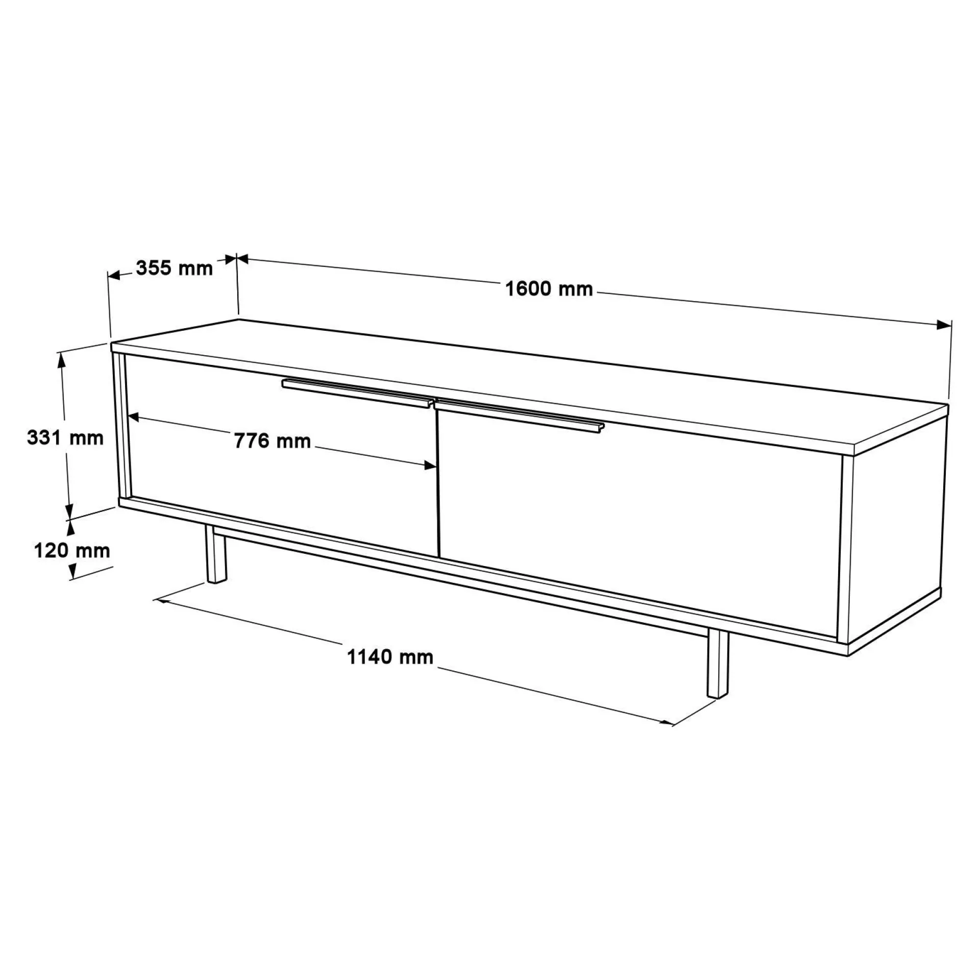 Tv-Benk & Mediabenk-Nilena TV-benk 160x45,1x35,5 cm eik, hvit