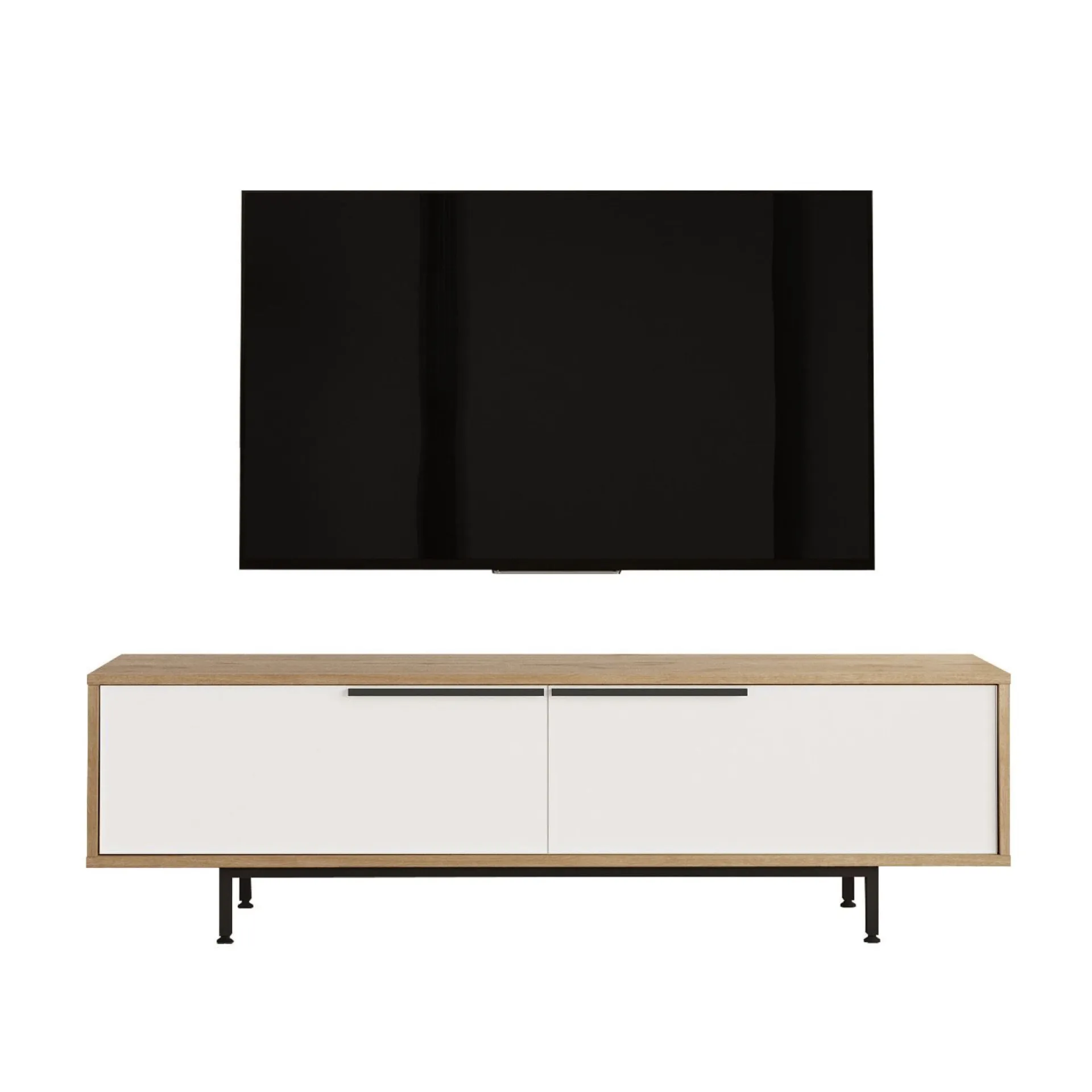 Tv-Benk & Mediabenk-Nilena TV-benk 160x45,1x35,5 cm eik, hvit
