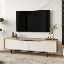 Tv-Benk & Mediabenk-Nilena TV-benk 160x45,1x35,5 cm eik, hvit