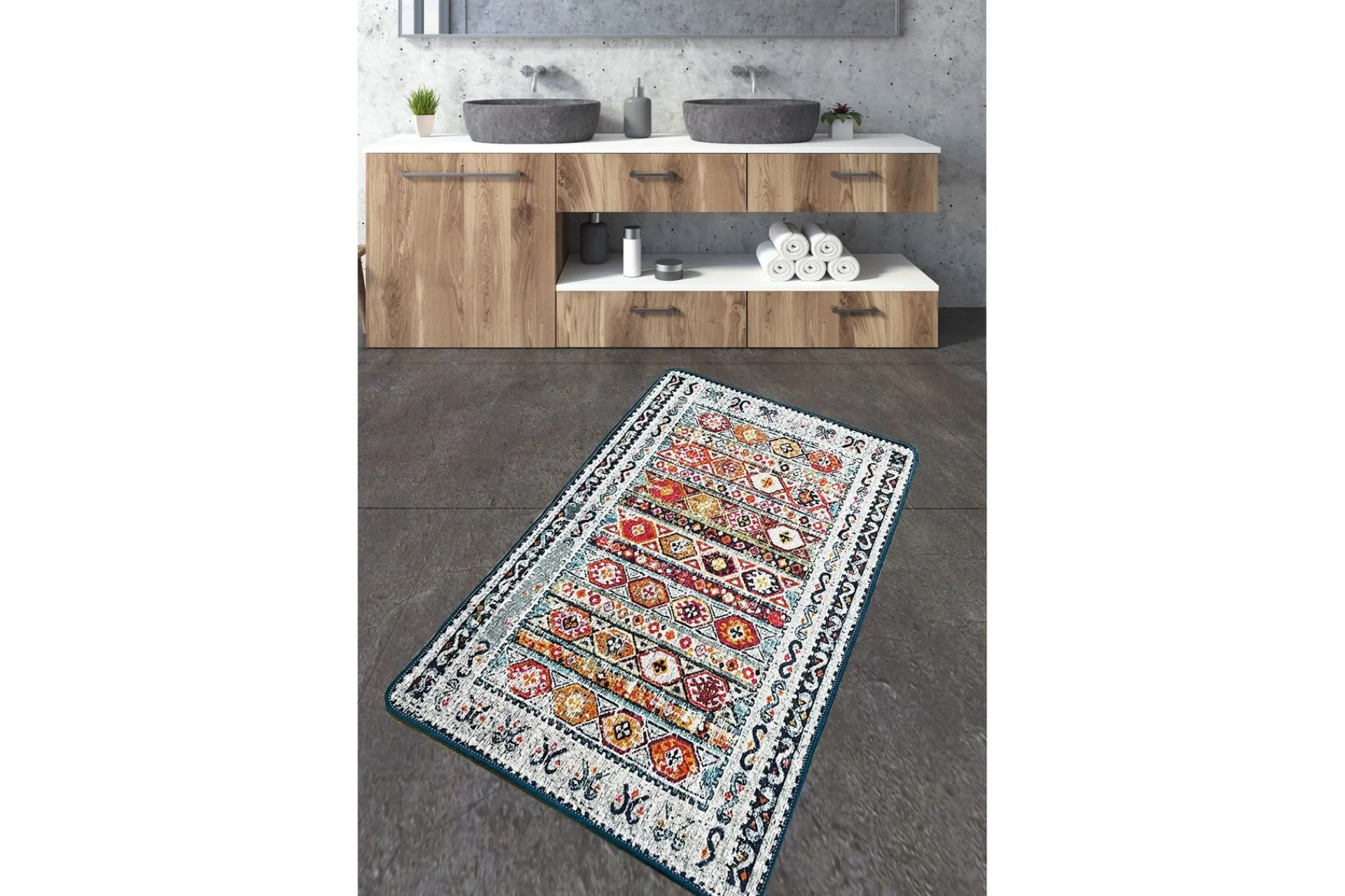 Baderomsmatte|Baderomsmatte-Nini Baderomsmatte 70x120 cm Rektangulær Flerfärgad