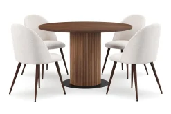 Bark Noira Lite Rundt Spisebord Valnøtt 120 cm med 4 Nibe Plus Spisestoler