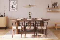 Bark Spisegrupper-Noira Oval Spisegruppe 220 cm Valnøtt med 6 Dastoori Spisestoler Brun