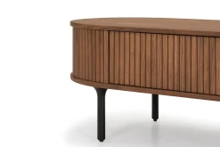 Bark Sofabord-Noira Ovalt Sofabord Valnøtt 118x60 cm med oppbevaringsskuff Brun