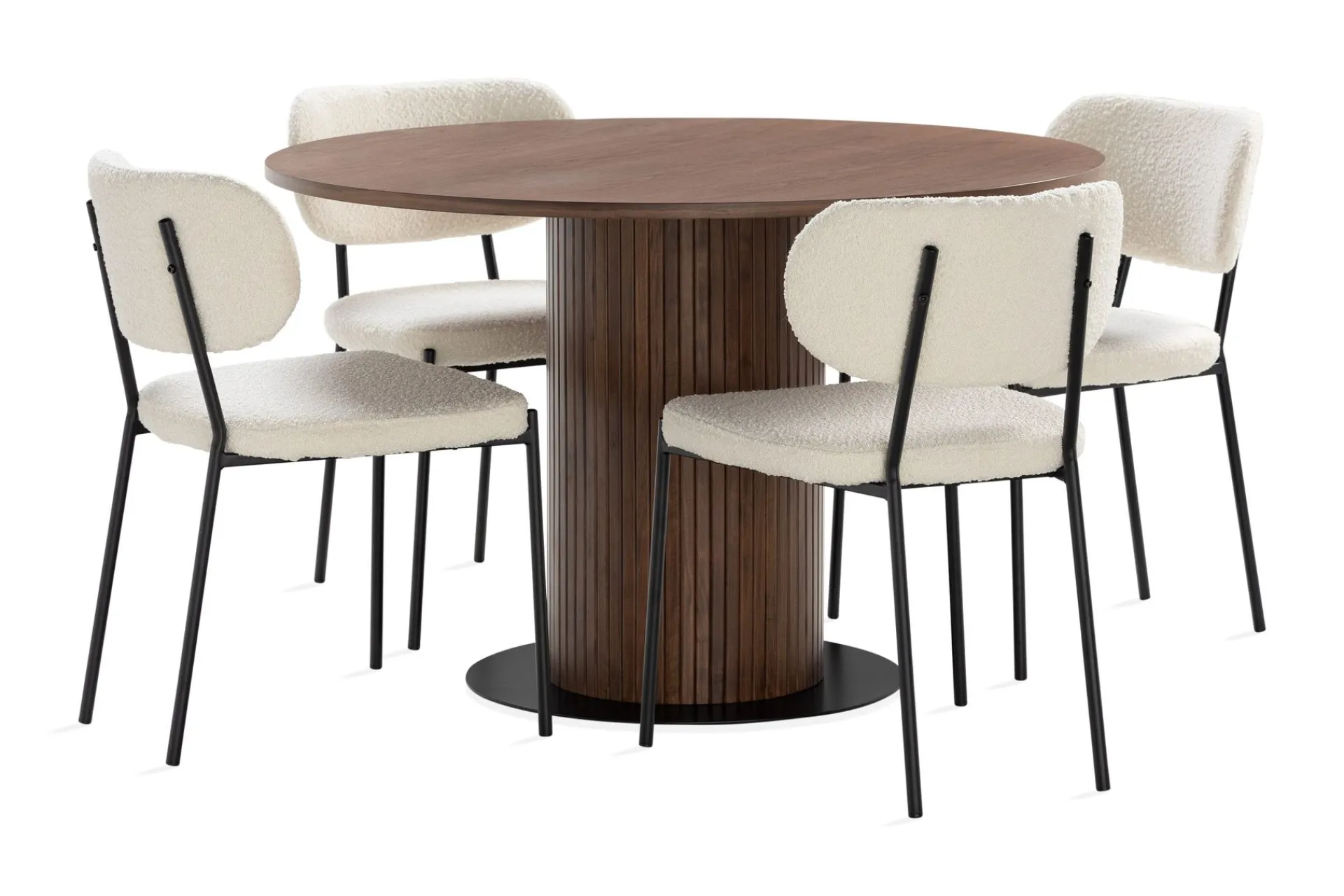 Basic Home Noira Spisebord 120 cm Valnøtt Rundt med 4 Gemmiano Spisestoler