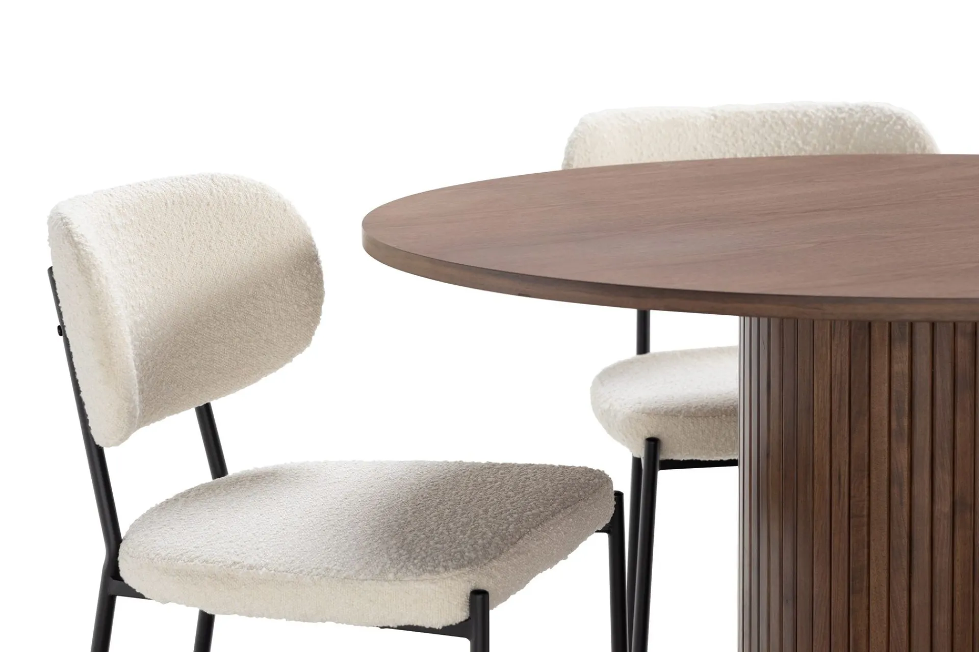Basic Home Noira Spisebord 120 cm Valnøtt Rundt med 4 Gemmiano Spisestoler
