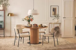 Basic Home Noira Spisebord 120 cm Valnøtt Rundt med 4 Gemmiano Spisestoler