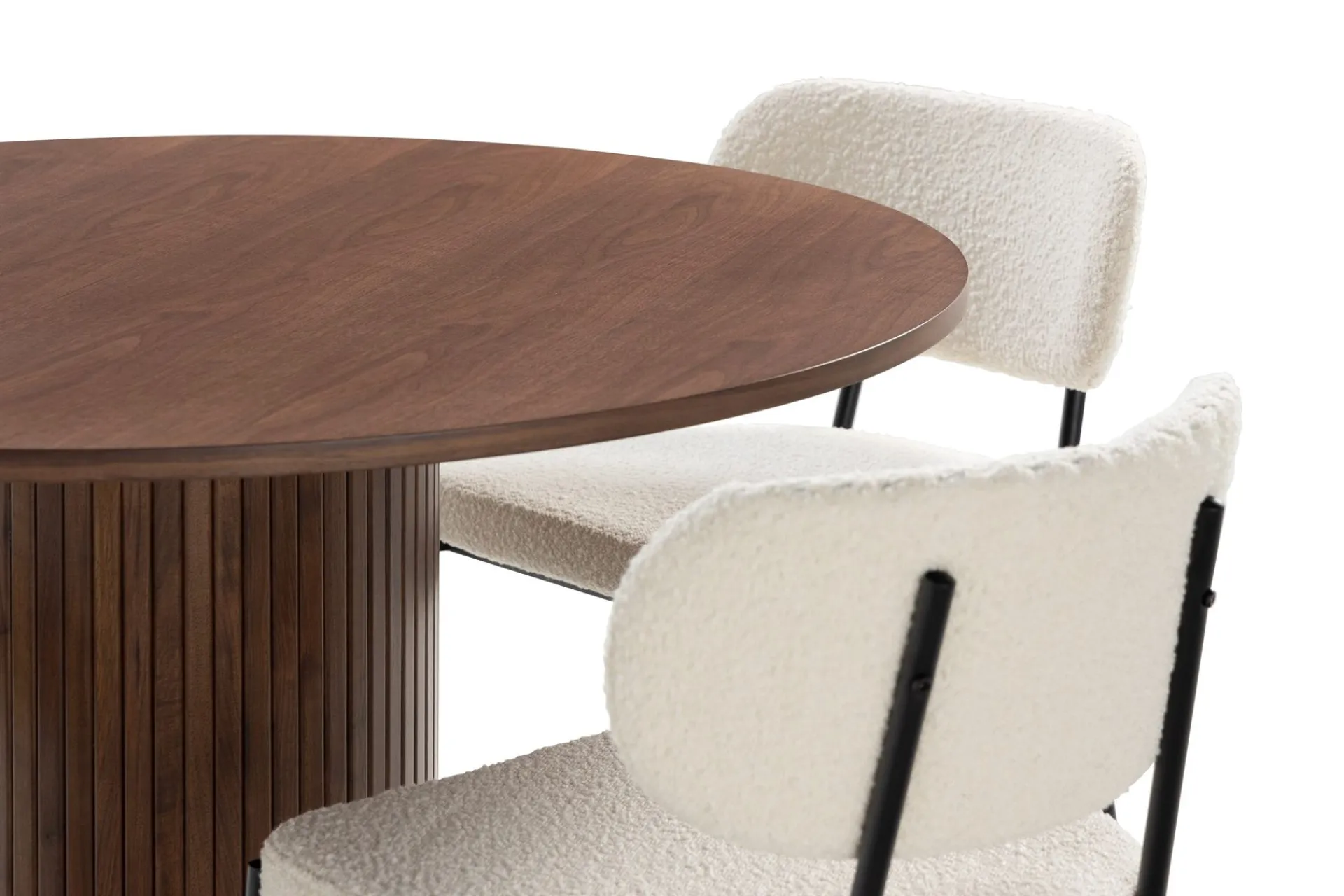 Basic Home Noira Spisebord 120 cm Valnøtt Rundt med 4 Gemmiano Spisestoler