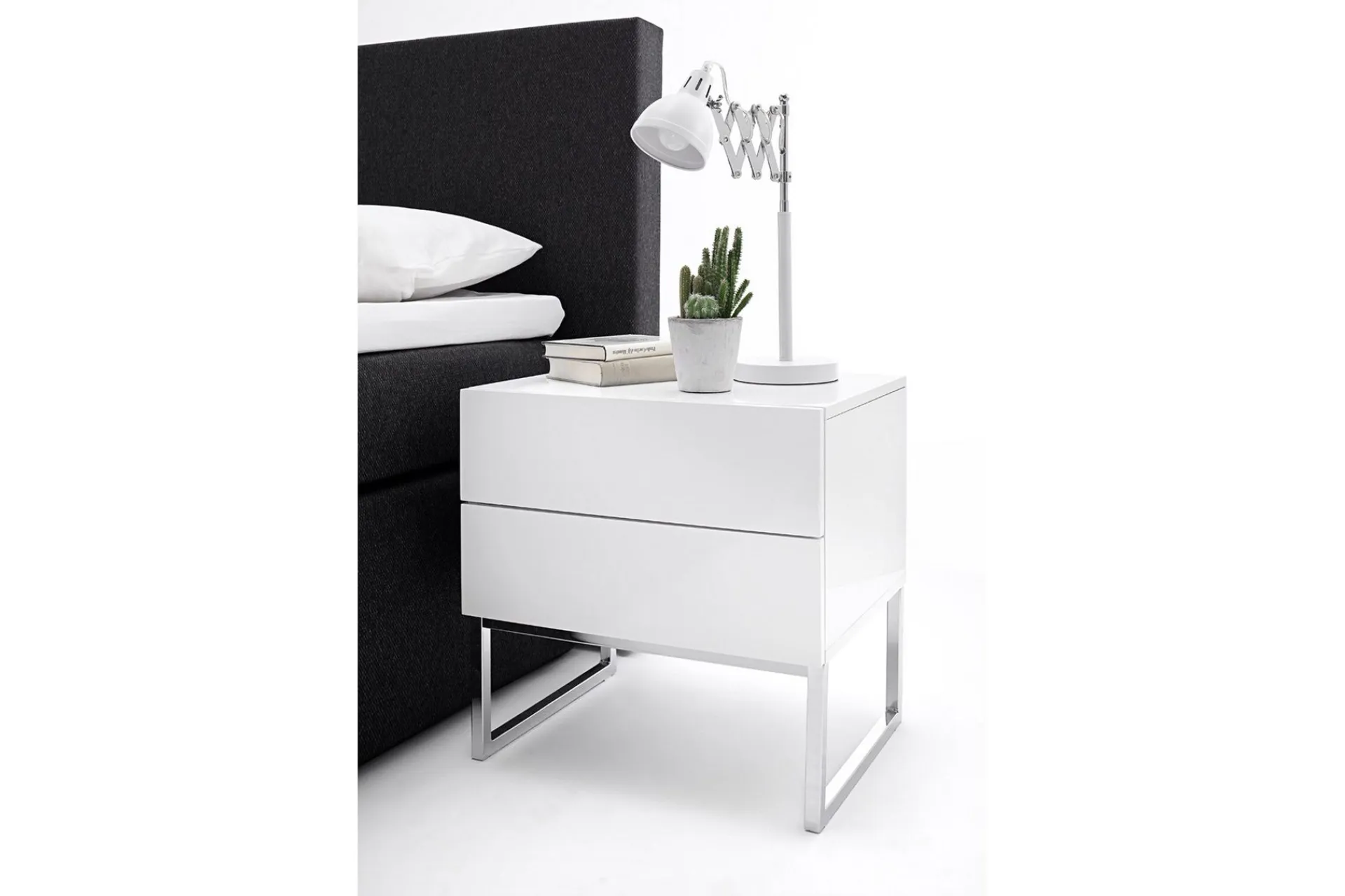 Scandinavian Choice Nola Nattbord 50 cm Høye Ben med Oppbevaring 2 Skuffer