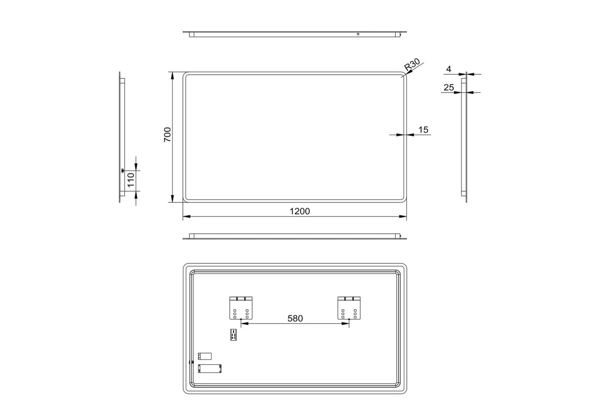 Baderomsspeil Med Belysning|Baderom-Norrbyn Baderomsspeil 70 cm LED-Lys