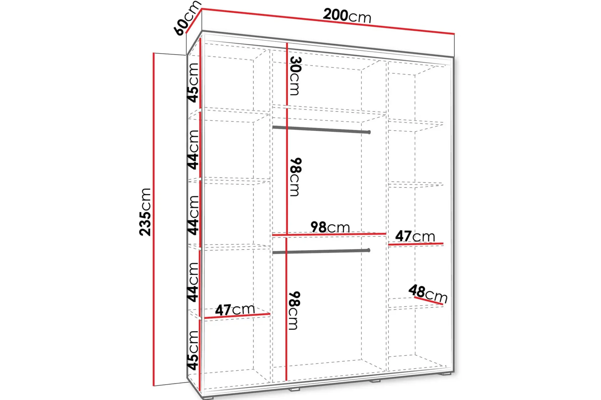 Norrebon Garderobe med Speil 200x235 cm