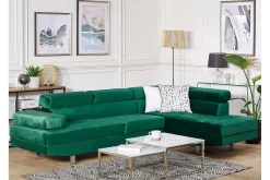 Velour Sofa & Fløyel Sofa-Norreia 5-seters Hjørnesovesofa Venstre Grønn
