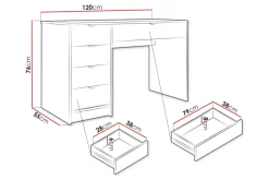 Novaj Sminkebord med skuffer 120x55 cm