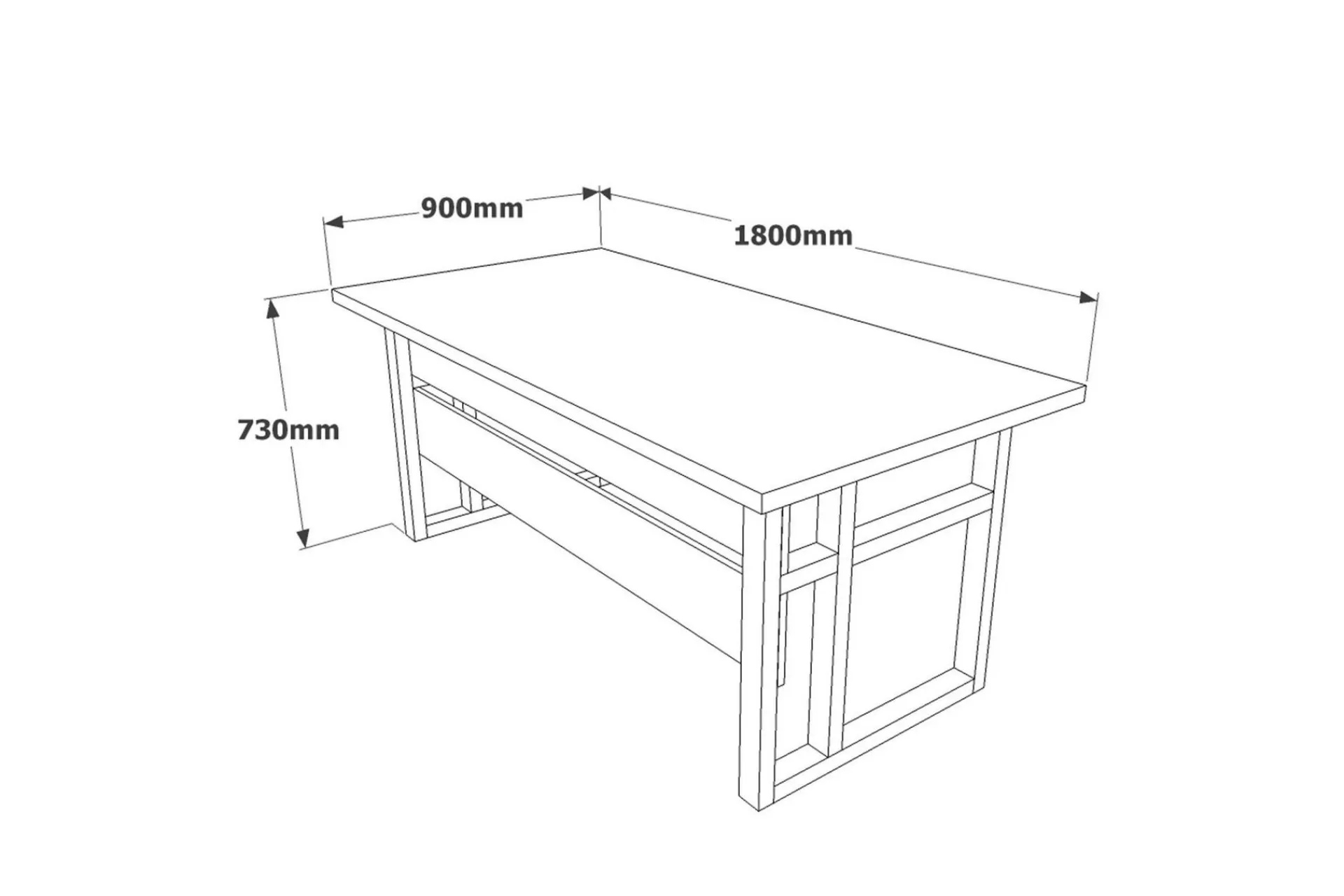 Kontorbord-Numandro Skrivebord 180 cm Teak,Antracit