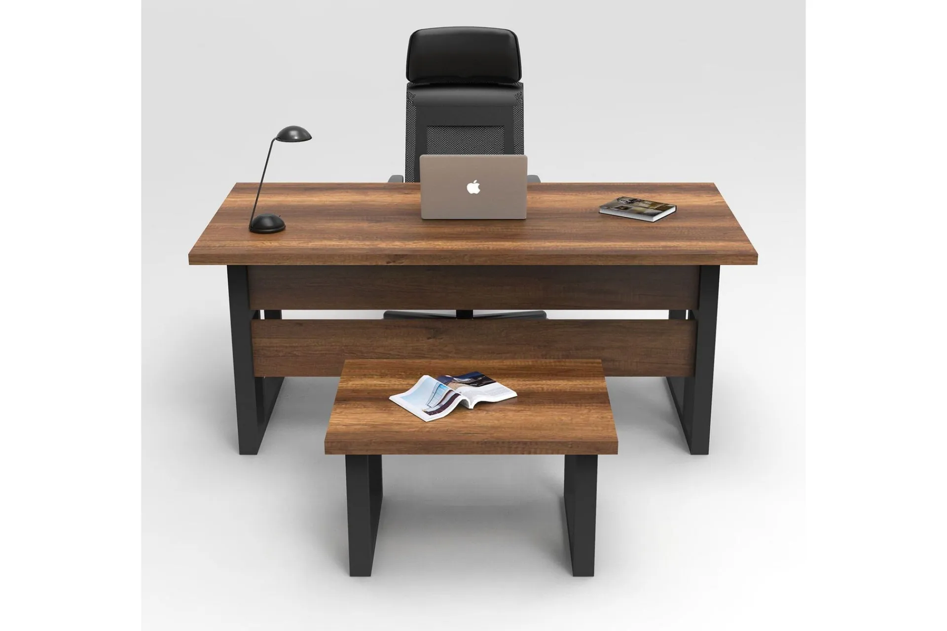 Kontorbord-Numandro Skrivebord 180 cm Teak,Antracit