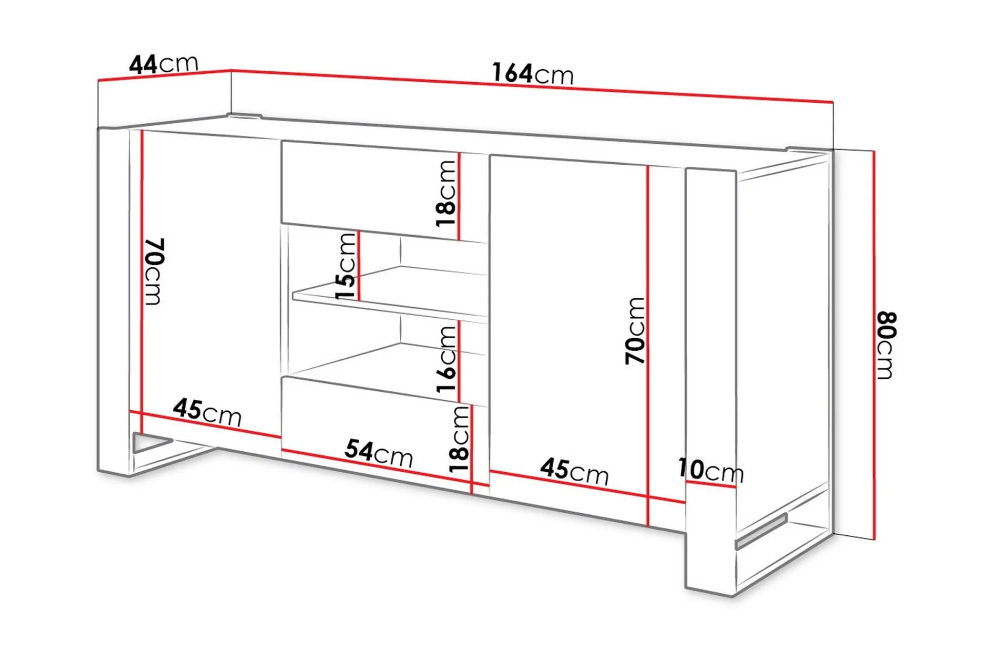 Oberting Kommode 164x44 cm