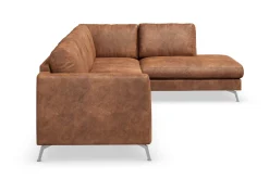 Scandinavian Choice Sofa Med Sjeselong-Ocean Lyx 5-seters Høyrevendt L-formet Sjeselongsofa i Kunstlær Brun
