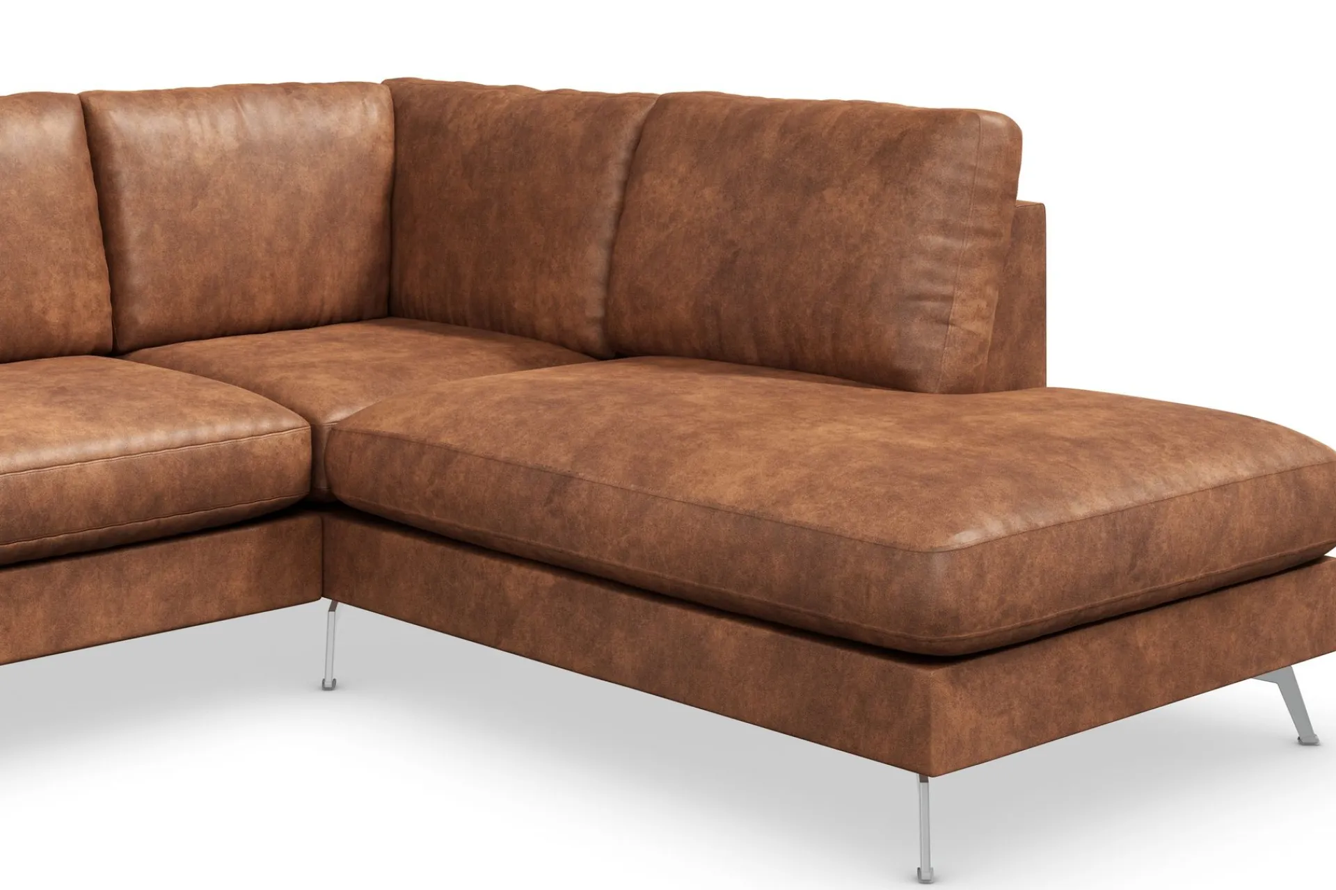 Scandinavian Choice Sofa Med Sjeselong-Ocean Lyx 5-seters Høyrevendt L-formet Sjeselongsofa i Kunstlær Brun