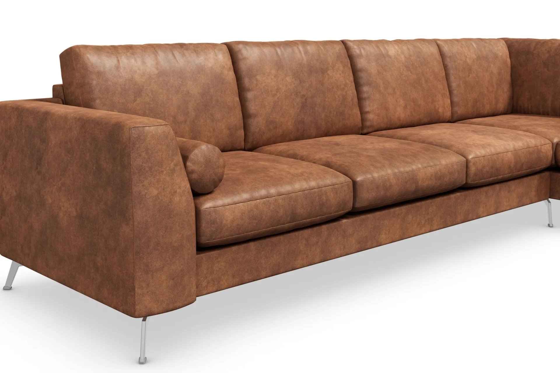Scandinavian Choice Sofa Med Sjeselong-Ocean Lyx 5-seters Høyrevendt L-formet Sjeselongsofa i Kunstlær Brun