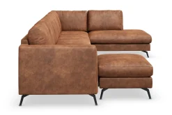 Scandinavian Choice Ocean Lyx 6-seters Høyrevendt U-formet Sofa med Divan og Sjeselong + Fotskammel i Kunstlær