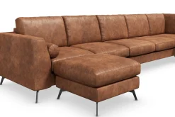Scandinavian Choice Ocean Lyx 6-seters Høyrevendt U-formet Sofa med Divan og Sjeselong + Fotskammel i Kunstlær