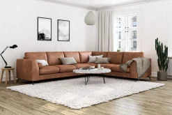 Scandinavian Choice Hjørnesofa-Ocean Lyx 5-seters Vendbar L-formet Hjørnesofa i Kunstlær Brun