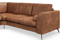 Scandinavian Choice Hjørnesofa-Ocean Lyx 5-seters Vendbar L-formet Hjørnesofa i Kunstlær Brun
