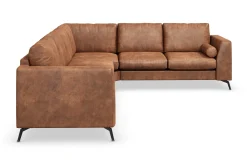 Scandinavian Choice Hjørnesofa-Ocean Lyx 5-seters Vendbar L-formet Hjørnesofa i Kunstlær Brun