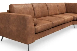 Scandinavian Choice Hjørnesofa-Ocean Lyx 5-seters Vendbar L-formet Hjørnesofa i Kunstlær Brun