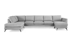 Scandinavian Choice Ocean Lyx 6-seters Venstrevendt U-formet Sofa med Divan og Sjeselong + Fotskammel i Stoff