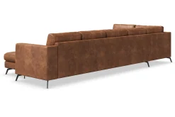 Scandinavian Choice Sofa Med Sjeselong-Ocean Lyx 6-seters Venstrevendt U-formet Sofa med Divan og Sjeselong + Fotskammel i Kunstlær Brun
