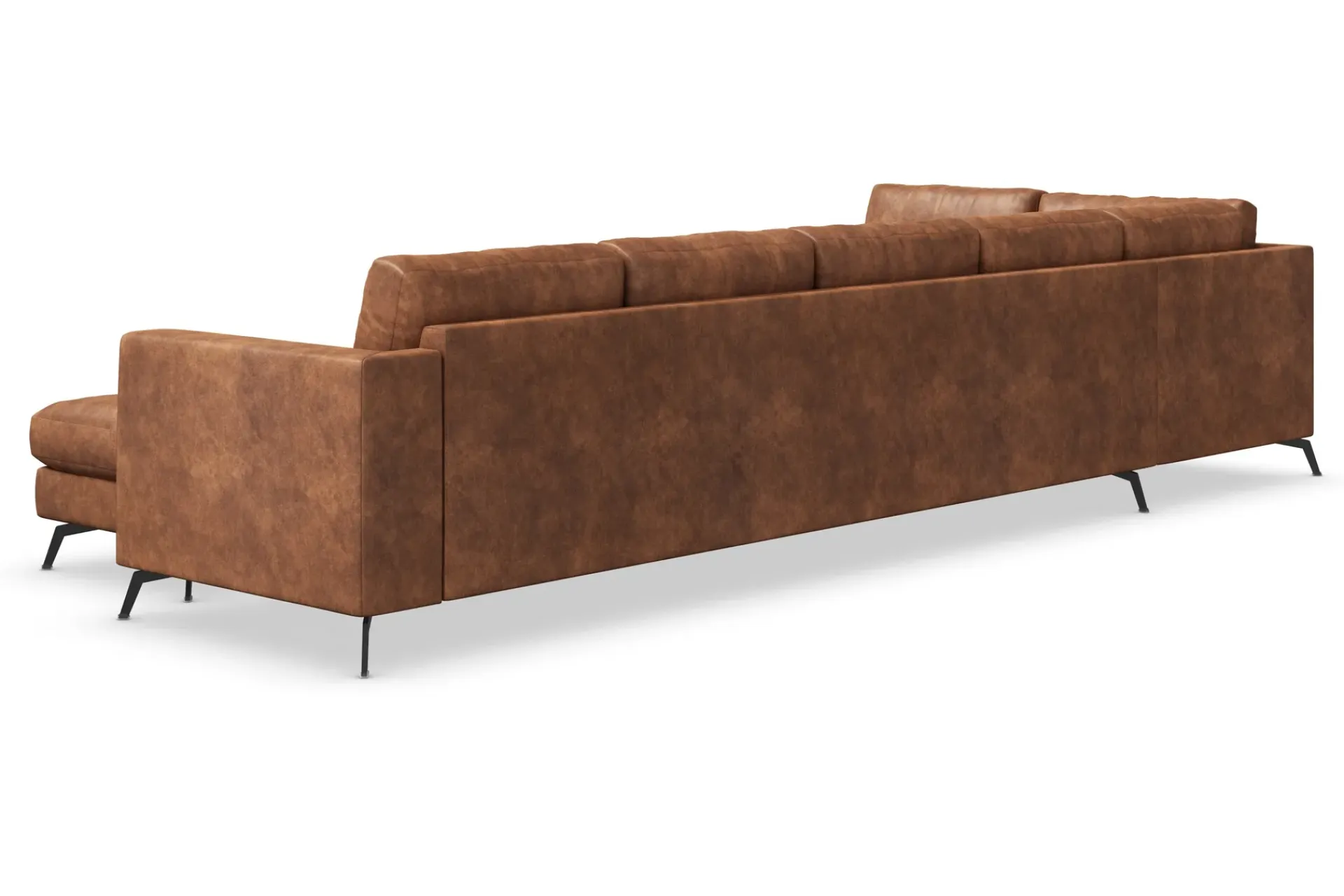 Scandinavian Choice Sofa Med Sjeselong-Ocean Lyx 6-seters Venstrevendt U-formet Sofa med Divan og Sjeselong + Fotskammel i Kunstlær Brun